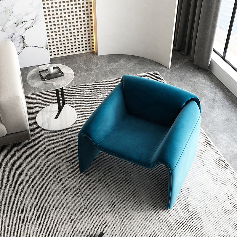 Mid-Century Modern Armless Accent Room Chair Fixed Back Accent Chair for Living Room Blue Wool 1 Piece Clearhalo 'Accent Chairs' 'accent_chairs' 'Chairs & Seating' 'furn' 'furn_accent_chairs' 'Furniture' 'Living Room Furniture' 5786459