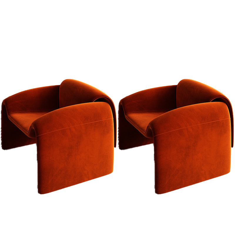 Mid-Century Modern Armless Accent Room Chair Fixed Back Accent Chair for Living Room Orange Velvet 2 Piece Set Clearhalo 'Accent Chairs' 'accent_chairs' 'Chairs & Seating' 'furn' 'furn_accent_chairs' 'Furniture' 'Living Room Furniture' 5786464