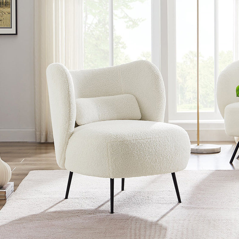 27.5"Wide Pillow Back Armless Slipper Accent Chair for Bedroom Off-White Clearhalo 'Accent Chairs' 'accent_chairs' 'Chairs & Seating' 'furn' 'furn_accent_chairs' 'Furniture' 'Living Room Furniture' 5786507