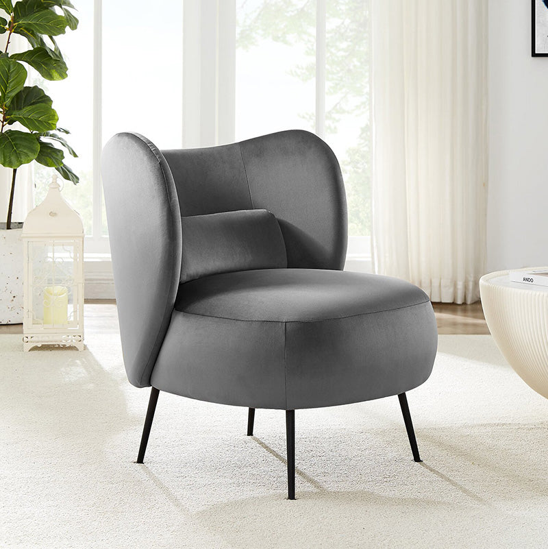 27.5"Wide Pillow Back Armless Slipper Accent Chair for Bedroom Grey Clearhalo 'Accent Chairs' 'accent_chairs' 'Chairs & Seating' 'furn' 'furn_accent_chairs' 'Furniture' 'Living Room Furniture' 5786508