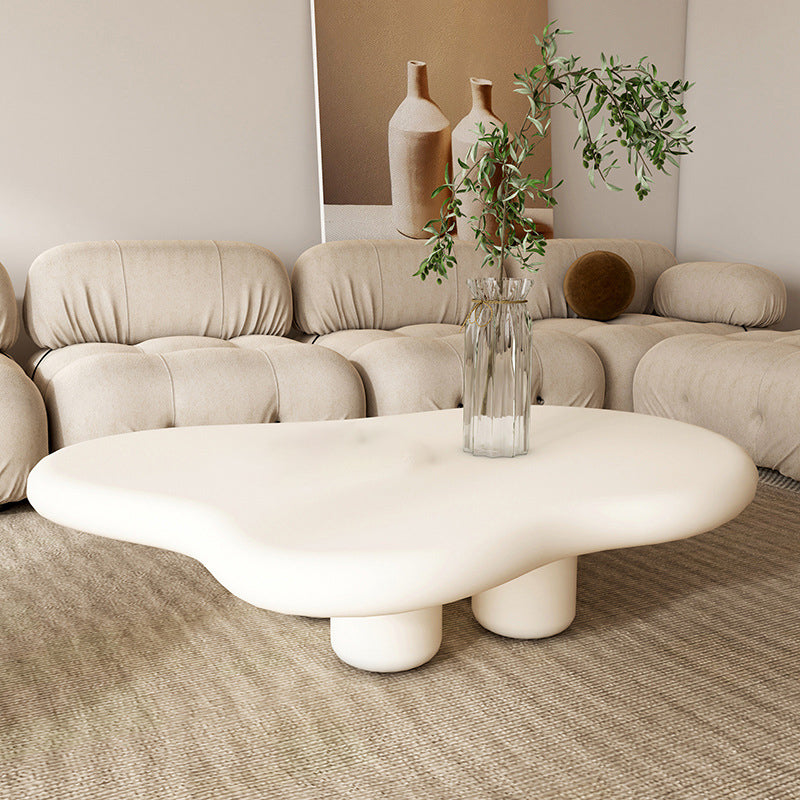 11.81" Tall Scandinavian Style Cocktail Table 4 Legs Coffee Table 39"L x 28"W x 12"H Off-White Clearhalo 'Coffee & Accent Tables' 'Coffee Tables' 'coffee_tables' 'furn' 'furn_coffee_tables' 'Furniture' 'Living Room Furniture' 5786554