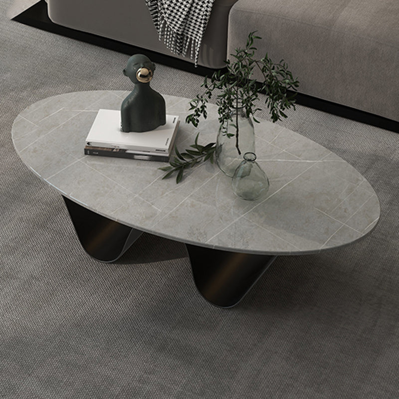 Glam Slate Coffee Cocktail Table Abstract Oval Coffee Table for Living Room