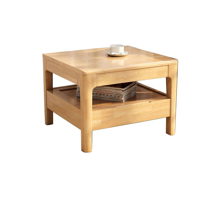 17.72" Tall Contemporary Style Coffee Cocktail Table Wooden Coffee Table Natural Drawers Included Clearhalo 'Coffee & Accent Tables' 'Coffee Tables' 'coffee_tables' 'furn' 'furn_coffee_tables' 'Furniture' 'Living Room Furniture' 5786742