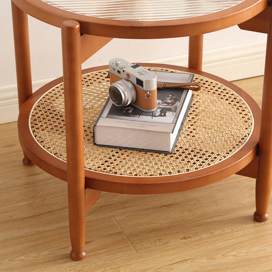 21.65" Tall Scandinavian Style Coffee Cocktail Table Wooden Round Coffee Table