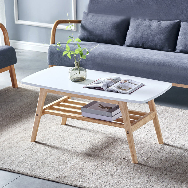 4 Legs 1 Coffee Table Modern Rectangular Solid Wood Coffee Table 39.5"L x 19.5"W x 18"H White Shelves Included Clearhalo 'Coffee & Accent Tables' 'Coffee Tables' 'coffee_tables' 'furn' 'furn_coffee_tables' 'Furniture' 'Living Room Furniture' 5786947