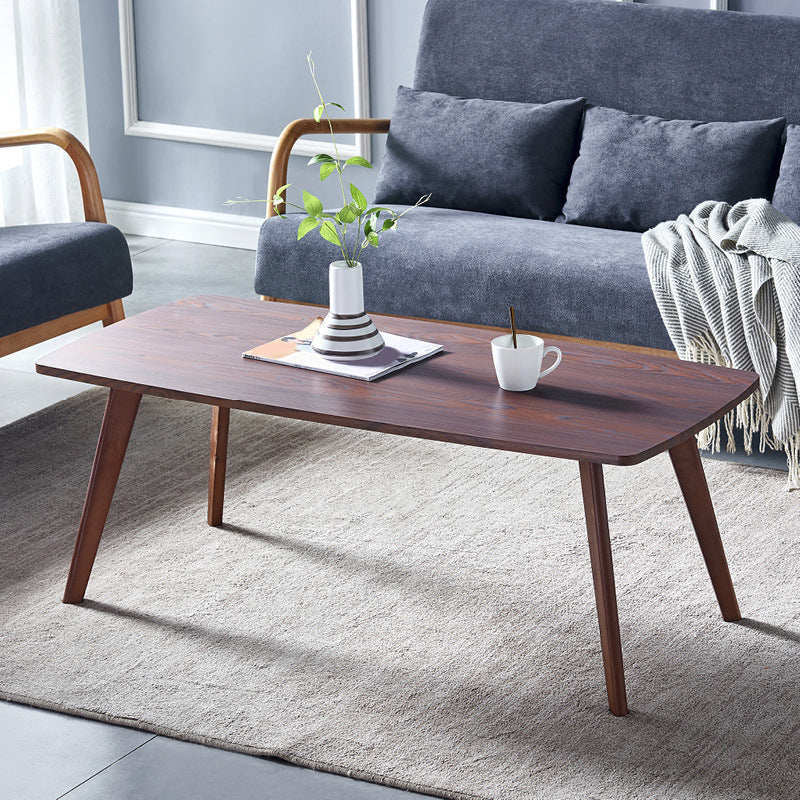 4 Legs 1 Coffee Table Modern Rectangular Solid Wood Coffee Table 47"L x 22"W x 18"H Walnut Shelves Not Included Clearhalo 'Coffee & Accent Tables' 'Coffee Tables' 'coffee_tables' 'furn' 'furn_coffee_tables' 'Furniture' 'Living Room Furniture' 5786956