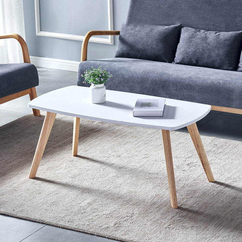 4 Legs 1 Coffee Table Modern Rectangular Solid Wood Coffee Table 39.5"L x 19.5"W x 18"H White Shelves Not Included Clearhalo 'Coffee & Accent Tables' 'Coffee Tables' 'coffee_tables' 'furn' 'furn_coffee_tables' 'Furniture' 'Living Room Furniture' 5786960