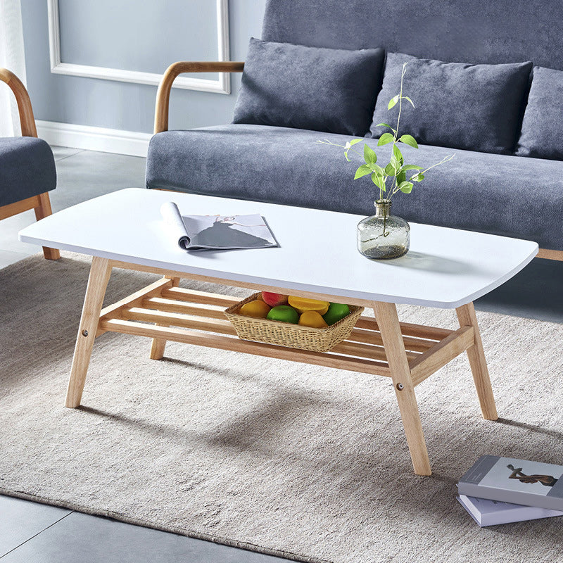 4 Legs 1 Coffee Table Modern Rectangular Solid Wood Coffee Table 47"L x 22"W x 18"H White Shelves Included Clearhalo 'Coffee & Accent Tables' 'Coffee Tables' 'coffee_tables' 'furn' 'furn_coffee_tables' 'Furniture' 'Living Room Furniture' 5786966