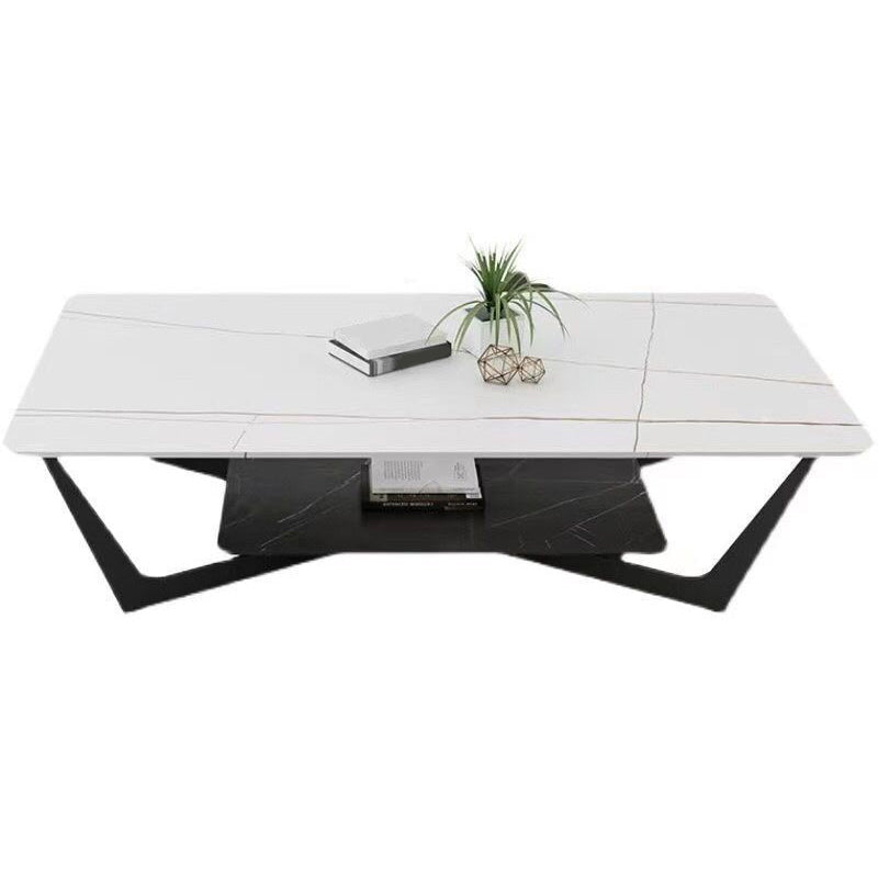 Slate Rectangular Coffee Table Modern Minimalist Cross Legs Coffee Table