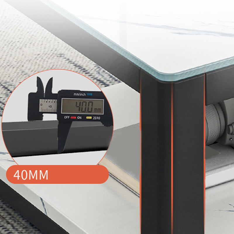 Design di base rettangolare in metallo nero a 4 gambe con tavolino da scaffale