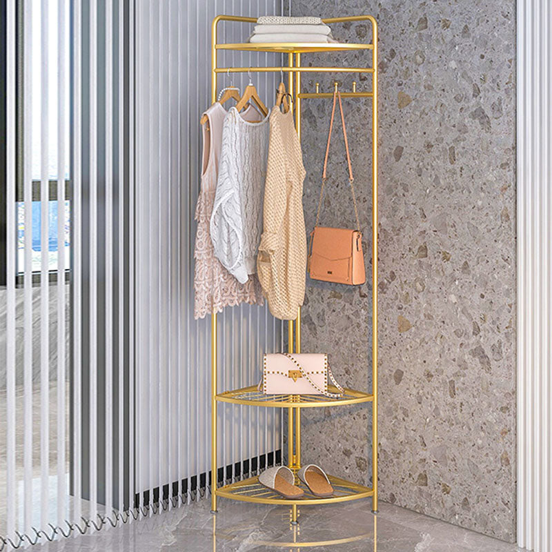 Industrial Hall Stand Metal Shelving Included Free Standing Entryway Kit Coat Hanger Gold 2 Clearhalo 'Entry & Mudroom Furniture' 'furn' 'furn_hall_tree_coat_racks' 'Furniture' 'Hall Trees & Coat Racks' 'hall_tree_coat_racks' 5787514