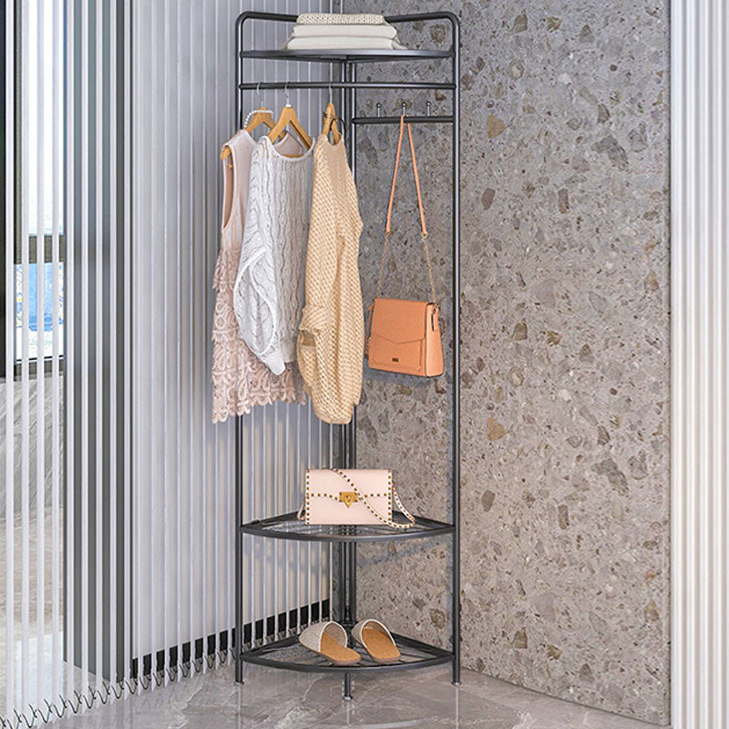 Industrial Hall Stand Metal Shelving Included Free Standing Entryway Kit Coat Hanger Black 2 Clearhalo 'Entry & Mudroom Furniture' 'furn' 'furn_hall_tree_coat_racks' 'Furniture' 'Hall Trees & Coat Racks' 'hall_tree_coat_racks' 5787515