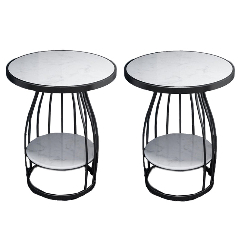 Modern Round Side End Table Frame End Table with Storage and Shelf Black Gloss White 2 Clearhalo 'Coffee & Accent Tables' 'End & Side Tables' 'end_side_tables' 'furn' 'furn_end_side_tables' 'Furniture' 'Living Room Furniture' 5789728