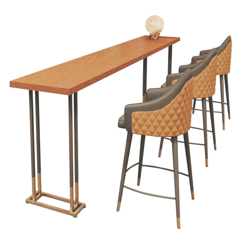 Rectangle Solid Wood Top Bistro Table Glam Pub Table with Metal Base Natural Without Chairs Clearhalo 'Bar Furniture' 'Bar Tables' 'bar_tables' 'furn' 'furn_bar_tables' 'Furniture' 'Kitchen & Dining Furniture' 5790039