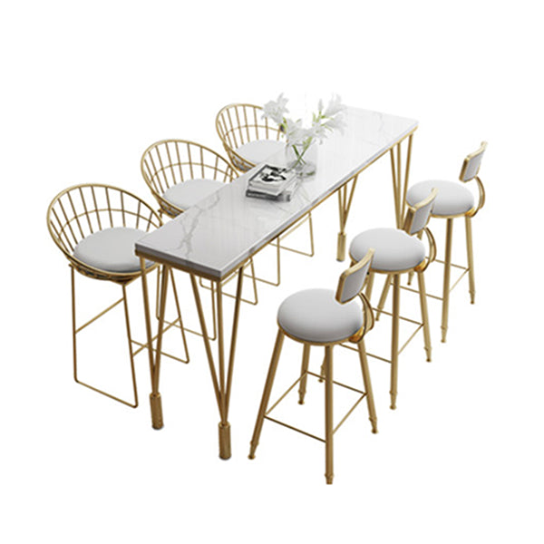 Mesa de bistro moderna con patas de metal de mármol blanco mesa de barra