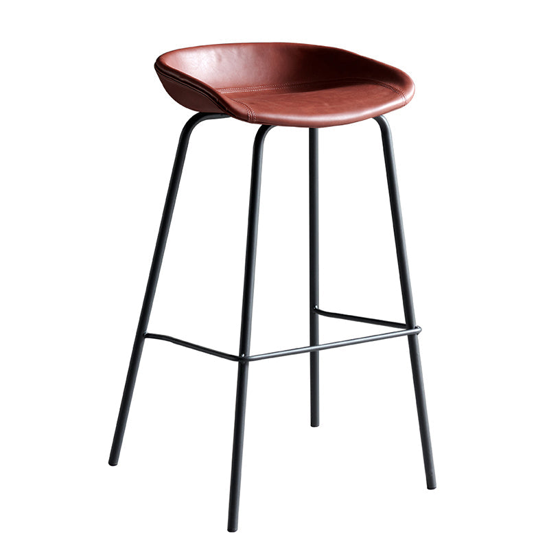 Faux Leather Armless Counter Stool Industrial Bristol Bucket Bar Chair Red 1 Piece Clearhalo 'Bar Furniture' 'Bar Stools' 'bar_stools' 'furn' 'furn_bar_stools' 'Furniture' 'Kitchen & Dining Furniture' 5790377