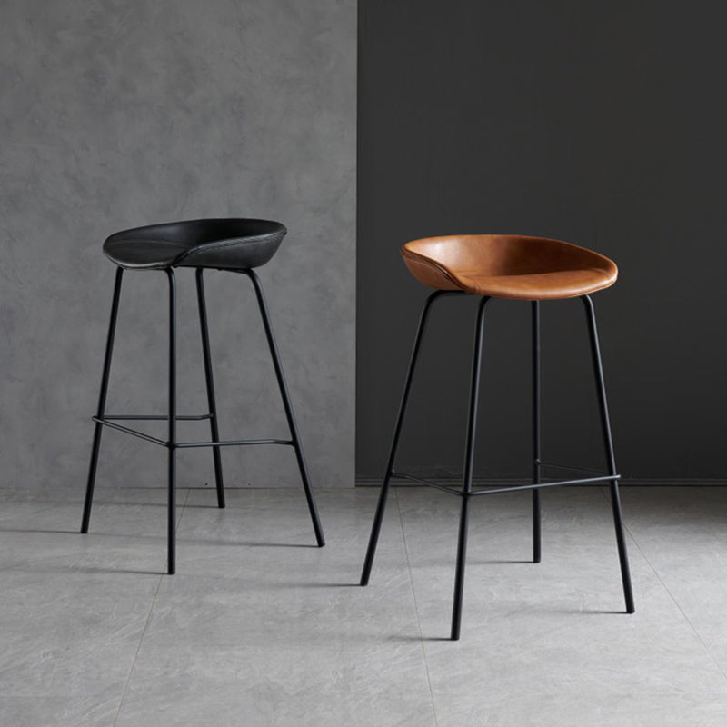 Faux Leather Armless Counter Stool Industrial Bristol Bucket Bar Chair Clearhalo 'Bar Furniture' 'Bar Stools' 'bar_stools' 'furn' 'furn_bar_stools' 'Furniture' 'Kitchen & Dining Furniture' 5790380