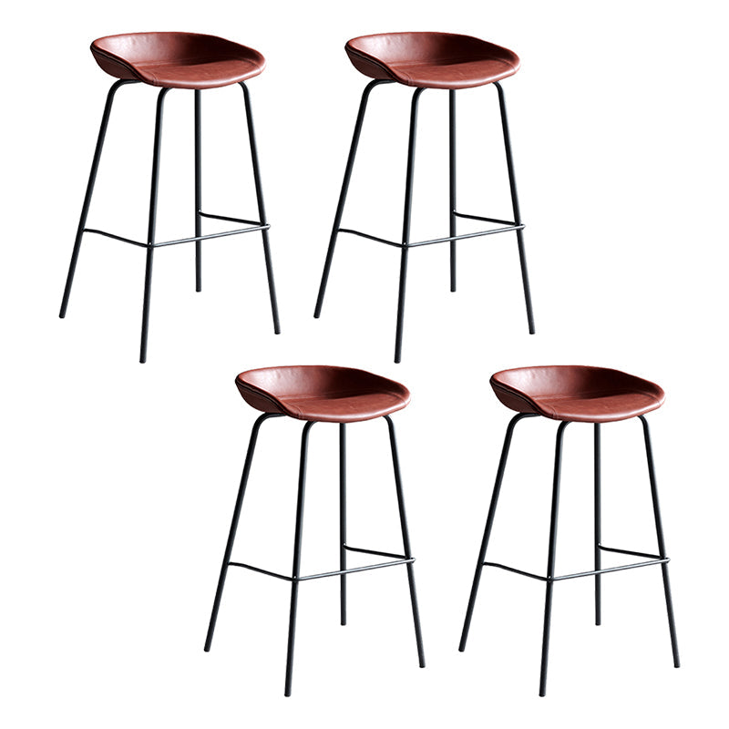 Faux Leather Armless Counter Stool Industrial Bristol Bucket Bar Chair Red 4 Piece Set Clearhalo 'Bar Furniture' 'Bar Stools' 'bar_stools' 'furn' 'furn_bar_stools' 'Furniture' 'Kitchen & Dining Furniture' 5790381