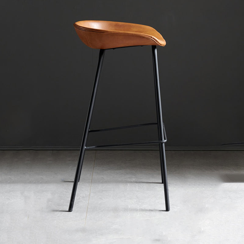 Faux Leather Armless Counter Stool Industrial Bristol Bucket Bar Chair Brown 1 Piece Clearhalo 'Bar Furniture' 'Bar Stools' 'bar_stools' 'furn' 'furn_bar_stools' 'Furniture' 'Kitchen & Dining Furniture' 5790382