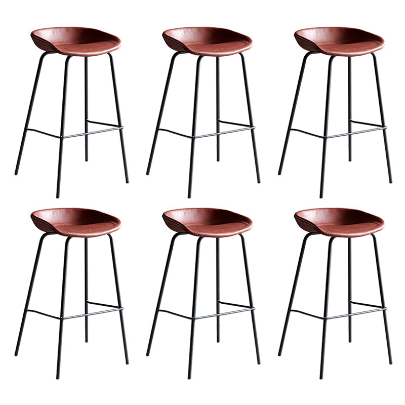 Faux Leather Armless Counter Stool Industrial Bristol Bucket Bar Chair Red 6 Piece Set Clearhalo 'Bar Furniture' 'Bar Stools' 'bar_stools' 'furn' 'furn_bar_stools' 'Furniture' 'Kitchen & Dining Furniture' 5790383