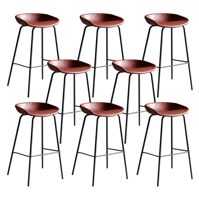 Faux Leather Armless Counter Stool Industrial Bristol Bucket Bar Chair Red 8 Piece Set Clearhalo 'Bar Furniture' 'Bar Stools' 'bar_stools' 'furn' 'furn_bar_stools' 'Furniture' 'Kitchen & Dining Furniture' 5790384