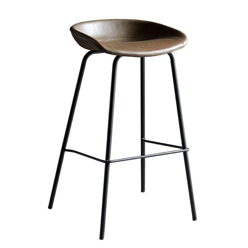 Faux Leather Armless Counter Stool Industrial Bristol Bucket Bar Chair Clearhalo 'Bar Furniture' 'Bar Stools' 'bar_stools' 'furn' 'furn_bar_stools' 'Furniture' 'Kitchen & Dining Furniture' 5790385