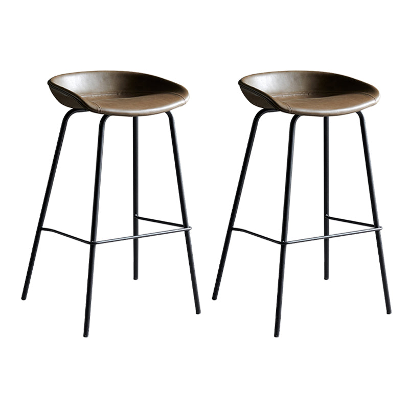 Faux Leather Armless Counter Stool Industrial Bristol Bucket Bar Chair Coffee 2 Piece Set Clearhalo 'Bar Furniture' 'Bar Stools' 'bar_stools' 'furn' 'furn_bar_stools' 'Furniture' 'Kitchen & Dining Furniture' 5790388