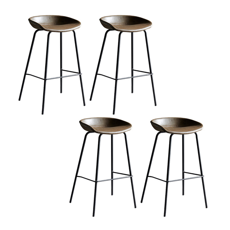 Faux Leather Armless Counter Stool Industrial Bristol Bucket Bar Chair Coffee 4 Piece Set Clearhalo 'Bar Furniture' 'Bar Stools' 'bar_stools' 'furn' 'furn_bar_stools' 'Furniture' 'Kitchen & Dining Furniture' 5790391