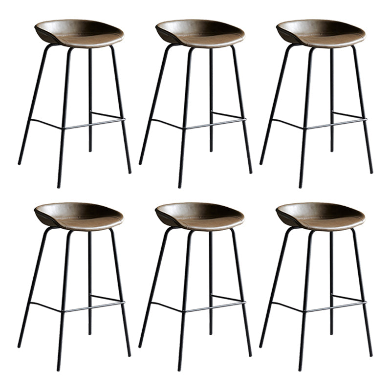 Faux Leather Armless Counter Stool Industrial Bristol Bucket Bar Chair Coffee 6 Piece Set Clearhalo 'Bar Furniture' 'Bar Stools' 'bar_stools' 'furn' 'furn_bar_stools' 'Furniture' 'Kitchen & Dining Furniture' 5790393