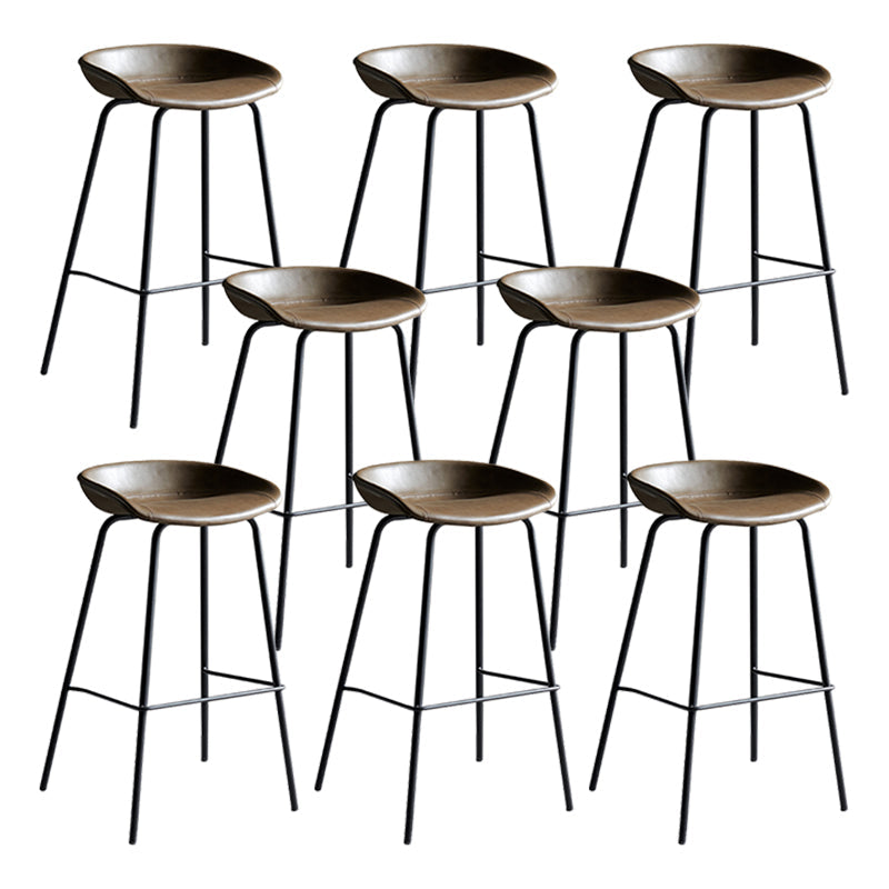 Faux Leather Armless Counter Stool Industrial Bristol Bucket Bar Chair Coffee 8 Piece Set Clearhalo 'Bar Furniture' 'Bar Stools' 'bar_stools' 'furn' 'furn_bar_stools' 'Furniture' 'Kitchen & Dining Furniture' 5790394