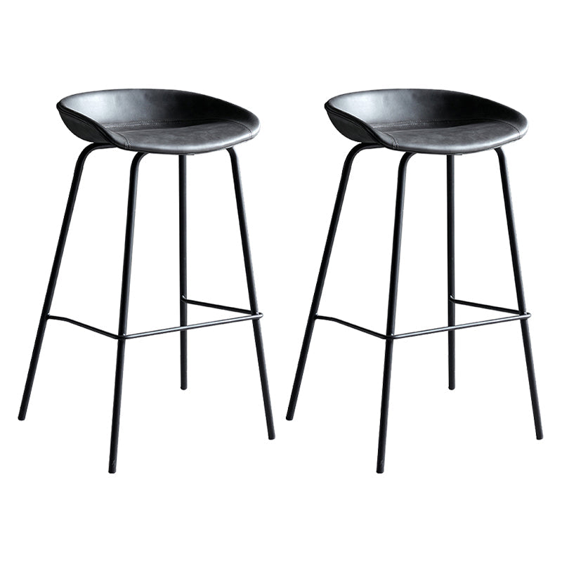 Faux Leather Armless Counter Stool Industrial Bristol Bucket Bar Chair Grey 2 Piece Set Clearhalo 'Bar Furniture' 'Bar Stools' 'bar_stools' 'furn' 'furn_bar_stools' 'Furniture' 'Kitchen & Dining Furniture' 5790398