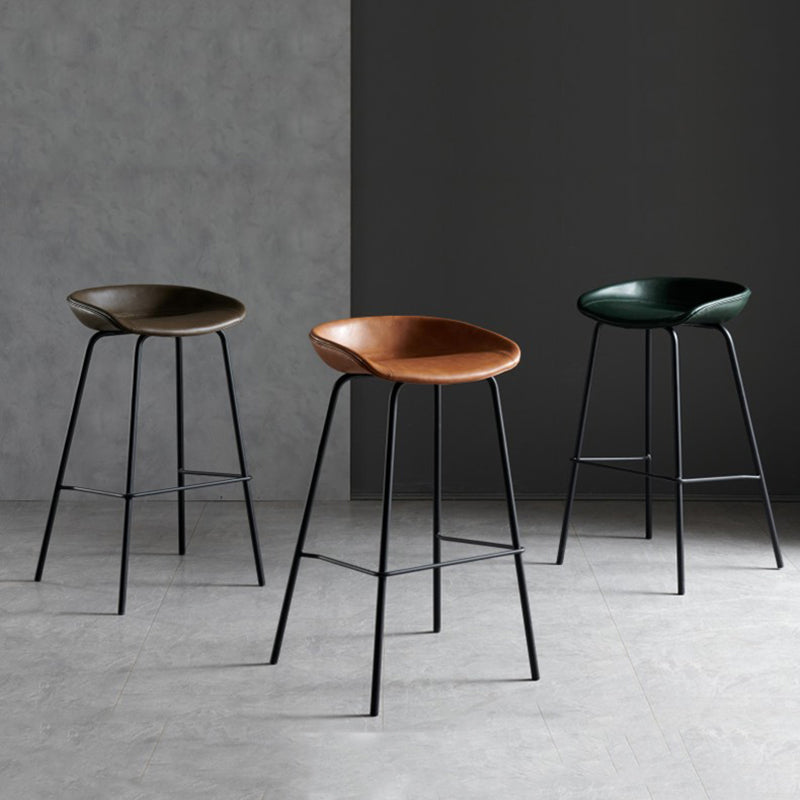 Faux Leather Armless Counter Stool Industrial Bristol Bucket Bar Chair Clearhalo 'Bar Furniture' 'Bar Stools' 'bar_stools' 'furn' 'furn_bar_stools' 'Furniture' 'Kitchen & Dining Furniture' 5790399