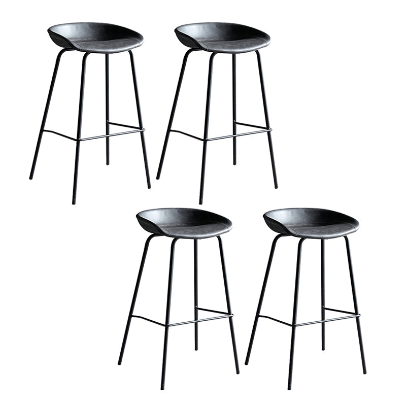 Faux Leather Armless Counter Stool Industrial Bristol Bucket Bar Chair Grey 4 Piece Set Clearhalo 'Bar Furniture' 'Bar Stools' 'bar_stools' 'furn' 'furn_bar_stools' 'Furniture' 'Kitchen & Dining Furniture' 5790400