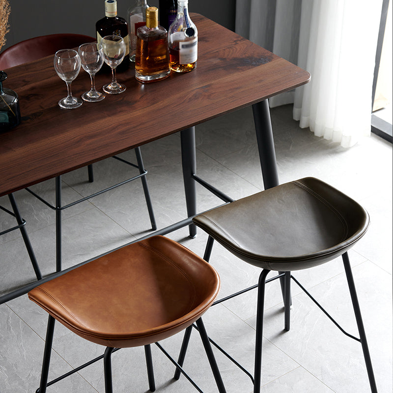 Faux Leather Armless Counter Stool Industrial Bristol Bucket Bar Chair Clearhalo 'Bar Furniture' 'Bar Stools' 'bar_stools' 'furn' 'furn_bar_stools' 'Furniture' 'Kitchen & Dining Furniture' 5790401