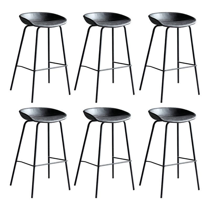 Faux Leather Armless Counter Stool Industrial Bristol Bucket Bar Chair Grey 6 Piece Set Clearhalo 'Bar Furniture' 'Bar Stools' 'bar_stools' 'furn' 'furn_bar_stools' 'Furniture' 'Kitchen & Dining Furniture' 5790402