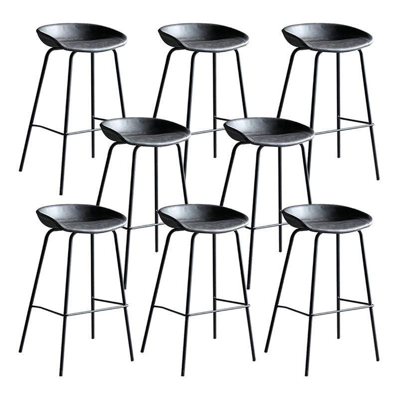 Faux Leather Armless Counter Stool Industrial Bristol Bucket Bar Chair Grey 8 Piece Set Clearhalo 'Bar Furniture' 'Bar Stools' 'bar_stools' 'furn' 'furn_bar_stools' 'Furniture' 'Kitchen & Dining Furniture' 5790404
