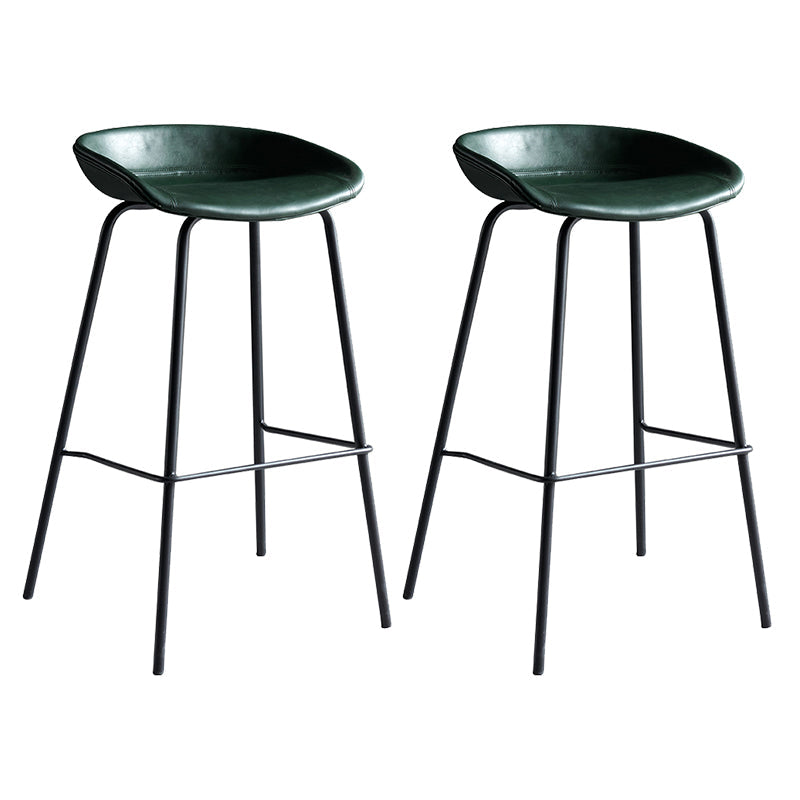 Faux Leather Armless Counter Stool Industrial Bristol Bucket Bar Chair Green 2 Piece Set Clearhalo 'Bar Furniture' 'Bar Stools' 'bar_stools' 'furn' 'furn_bar_stools' 'Furniture' 'Kitchen & Dining Furniture' 5790406
