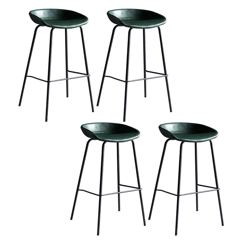 Faux Leather Armless Counter Stool Industrial Bristol Bucket Bar Chair Green 4 Piece Set Clearhalo 'Bar Furniture' 'Bar Stools' 'bar_stools' 'furn' 'furn_bar_stools' 'Furniture' 'Kitchen & Dining Furniture' 5790407