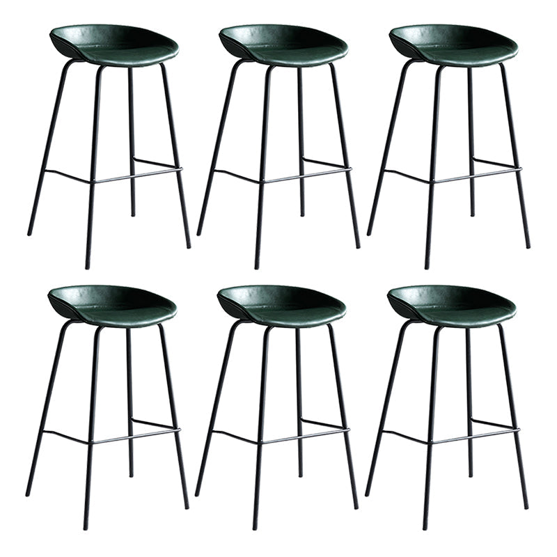 Faux Leather Armless Counter Stool Industrial Bristol Bucket Bar Chair Green 6 Piece Set Clearhalo 'Bar Furniture' 'Bar Stools' 'bar_stools' 'furn' 'furn_bar_stools' 'Furniture' 'Kitchen & Dining Furniture' 5790408