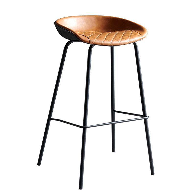 Faux Leather Armless Counter Stool Industrial Bristol Bucket Bar Chair Black-Brown 1 Piece Clearhalo 'Bar Furniture' 'Bar Stools' 'bar_stools' 'furn' 'furn_bar_stools' 'Furniture' 'Kitchen & Dining Furniture' 5790410