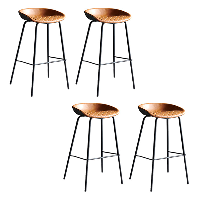 Faux Leather Armless Counter Stool Industrial Bristol Bucket Bar Chair Black-Brown 4 Piece Set Clearhalo 'Bar Furniture' 'Bar Stools' 'bar_stools' 'furn' 'furn_bar_stools' 'Furniture' 'Kitchen & Dining Furniture' 5790412
