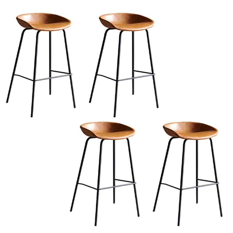 Faux Leather Armless Counter Stool Industrial Bristol Bucket Bar Chair Brown 4 Piece Set Clearhalo 'Bar Furniture' 'Bar Stools' 'bar_stools' 'furn' 'furn_bar_stools' 'Furniture' 'Kitchen & Dining Furniture' 5790416