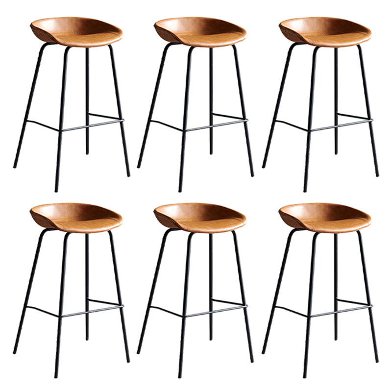 Faux Leather Armless Counter Stool Industrial Bristol Bucket Bar Chair Brown 6 Piece Set Clearhalo 'Bar Furniture' 'Bar Stools' 'bar_stools' 'furn' 'furn_bar_stools' 'Furniture' 'Kitchen & Dining Furniture' 5790417
