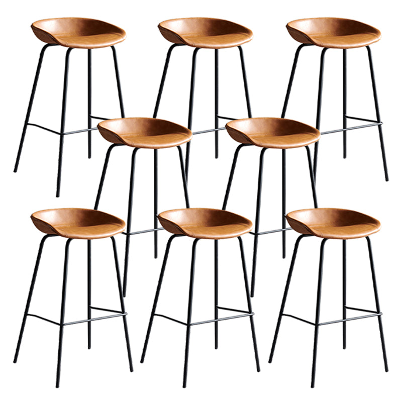 Faux Leather Armless Counter Stool Industrial Bristol Bucket Bar Chair Brown 8 Piece Set Clearhalo 'Bar Furniture' 'Bar Stools' 'bar_stools' 'furn' 'furn_bar_stools' 'Furniture' 'Kitchen & Dining Furniture' 5790418