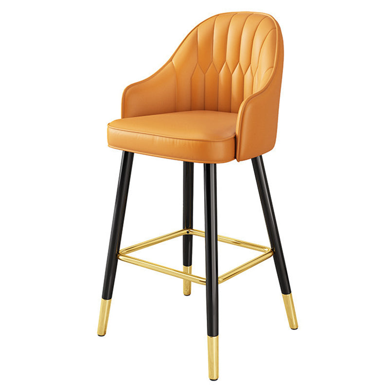 Modern Restaurant Armed Stool Matte Finish Leather Bar Stool Orange 1 Piece Clearhalo 'Bar Furniture' 'Bar Stools' 'bar_stools' 'furn' 'furn_bar_stools' 'Furniture' 'Kitchen & Dining Furniture' 5790424