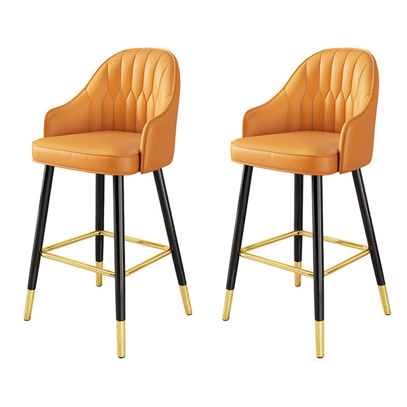 Modern Restaurant Armed Stool Matte Finish Leather Bar Stool Orange 2 Piece Set Clearhalo 'Bar Furniture' 'Bar Stools' 'bar_stools' 'furn' 'furn_bar_stools' 'Furniture' 'Kitchen & Dining Furniture' 5790426
