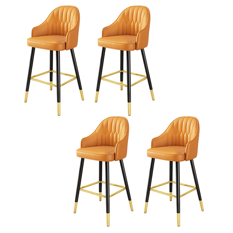 Modern Restaurant Armed Stool Matte Finish Leather Bar Stool Orange 4 Piece Set Clearhalo 'Bar Furniture' 'Bar Stools' 'bar_stools' 'furn' 'furn_bar_stools' 'Furniture' 'Kitchen & Dining Furniture' 5790427
