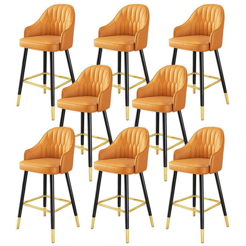 Modern Restaurant Armed Stool Matte Finish Leather Bar Stool Orange 8 Piece Set Clearhalo 'Bar Furniture' 'Bar Stools' 'bar_stools' 'furn' 'furn_bar_stools' 'Furniture' 'Kitchen & Dining Furniture' 5790432