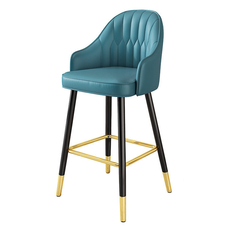 Modern Restaurant Armed Stool Matte Finish Leather Bar Stool Royal Blue 1 Piece Clearhalo 'Bar Furniture' 'Bar Stools' 'bar_stools' 'furn' 'furn_bar_stools' 'Furniture' 'Kitchen & Dining Furniture' 5790433
