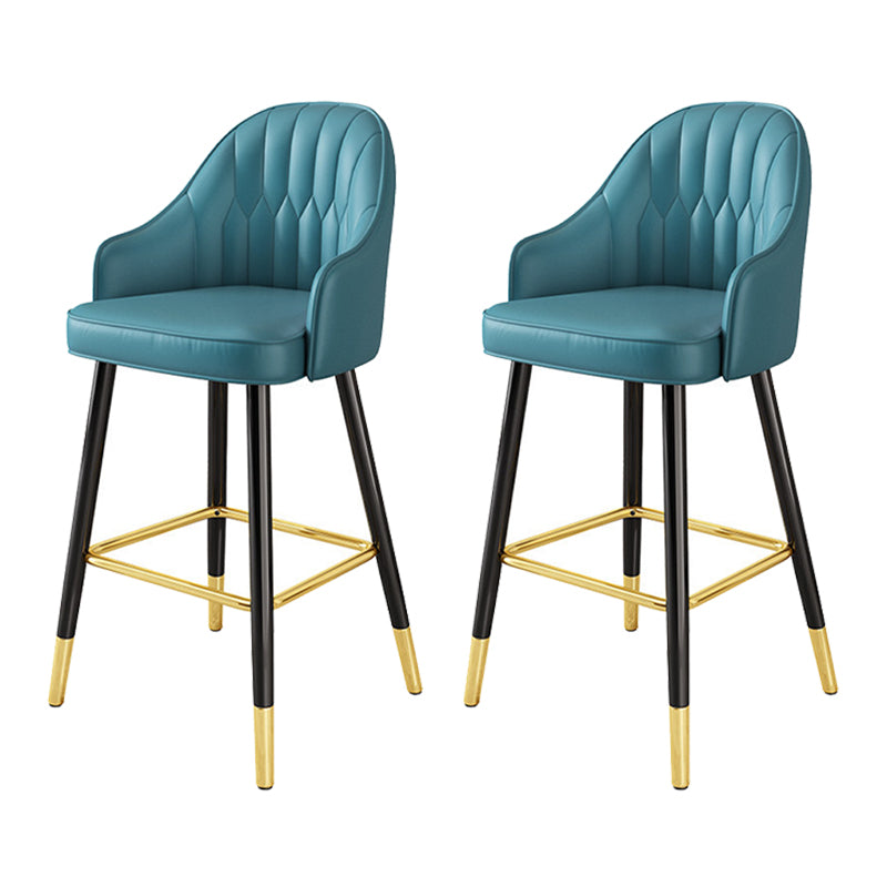 Modern Restaurant Armed Stool Matte Finish Leather Bar Stool Royal Blue 2 Piece Set Clearhalo 'Bar Furniture' 'Bar Stools' 'bar_stools' 'furn' 'furn_bar_stools' 'Furniture' 'Kitchen & Dining Furniture' 5790435